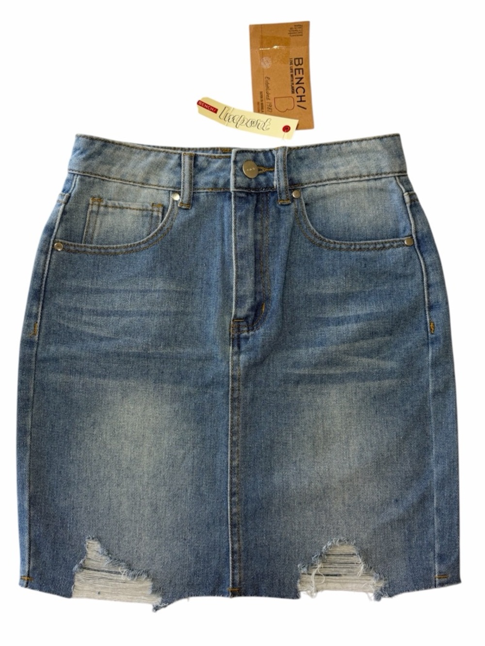 Denim Mini Skirt Distressed Raw Hem Blue Jean Skirt XXSmall Petite